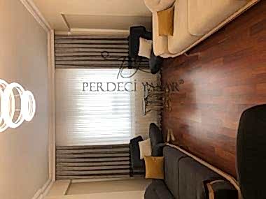 Salon Perdesi Gri Renkli Modern Tül Perde